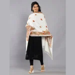 White Embroidered Wool Stole Gift For Women's - Image 2
