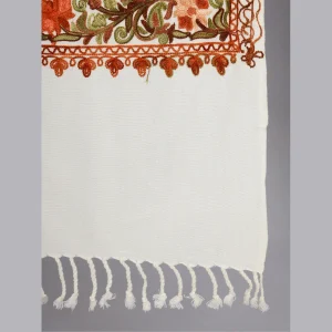 White Embroidered Wool Stole Gift For Women's - Image 5