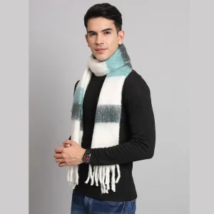 White & Green Cashmere Warm Wrap Scarves - Image 3