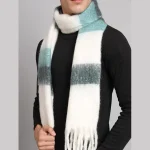 White & Green Cashmere Warm Wrap Scarves - Image 4