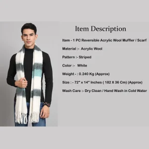 White & Green Cashmere Warm Wrap Scarves - Image 8