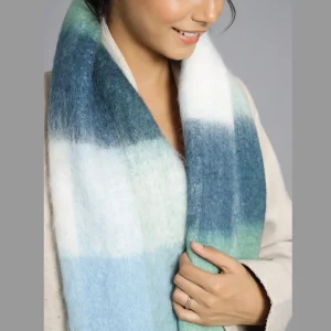 Winter Extra Thick Acrylic Scarf Women Green Check - Image 4