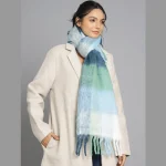 Winter Extra Thick Acrylic Scarf Women Green Check - Image 6