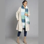 Winter Extra Thick Acrylic Scarf Women Green Check - Image 7