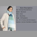 Winter Extra Thick Acrylic Scarf Women Green Check - Image 8