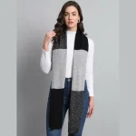 Winter Knitted Indian 100% Cashmere Scarf (Grey & Black)