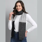 Winter Knitted Indian 100% Cashmere Scarf (Grey & Black) - Image 3