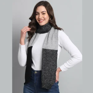 Winter Knitted Indian 100% Cashmere Scarf (Grey & Black) - Image 3