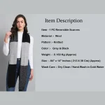 Winter Knitted Indian 100% Cashmere Scarf (Grey & Black) - Image 8