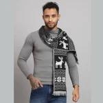 Winter Neck Wrap Soft Wool Scarves Black & White Deer