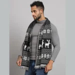 Winter Neck Wrap Soft Wool Scarves Black & White Deer - Image 3