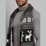 Winter Neck Wrap Soft Wool Scarves Black & White Deer - Image 4