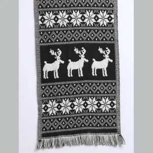Winter Neck Wrap Soft Wool Scarves Black & White Deer - Image 6