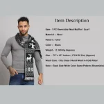 Winter Neck Wrap Soft Wool Scarves Black & White Deer - Image 8