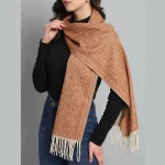 Winter Unisex Peach Wool 100% Cashmere Ikat Scarf - Image 5