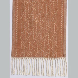 Winter Unisex Peach Wool 100% Cashmere Ikat Scarf - Image 6