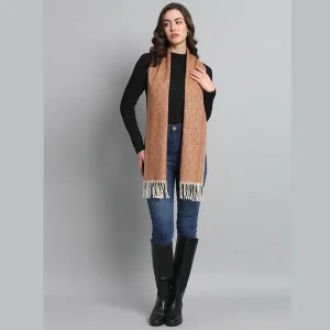 Winter Unisex Peach Wool 100% Cashmere Ikat Scarf - Image 7