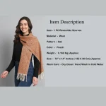 Winter Unisex Peach Wool 100% Cashmere Ikat Scarf - Image 8
