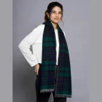 Winter Women Warm 100% Cashmere Made Green Check Scarf