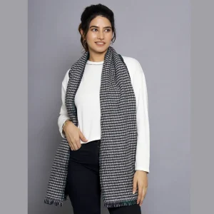Winter Women Warm 100% Cashmere Made Green Check Scarf - Image 7