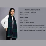 Winter Women Warm 100% Cashmere Made Green Check Scarf - Image 9