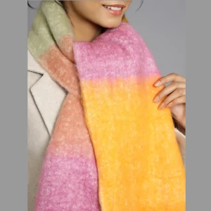 Women Acrylic Reversible Scarves Yellow & Pink - Image 5