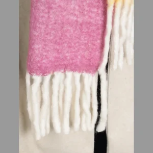 Women Acrylic Reversible Scarves Yellow & Pink - Image 6