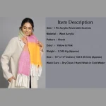 Women Acrylic Reversible Scarves Yellow & Pink - Image 8