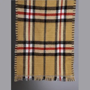 Women Beige Check Reversible Wool Scarves - Image 6