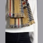 Women Beige Check Reversible Wool Scarves - Image 7