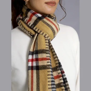 Women Beige Check Reversible Wool Scarves - Image 8