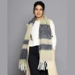 Women Black Check Acrylic Reversible Scarves