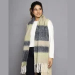 Women Black Check Acrylic Reversible Scarves - Image 5