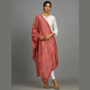 Women Chanderi Silk Office Wear Long Scarf 34"x82" - Image 3
