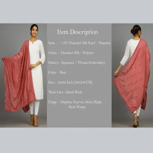 Women Chanderi Silk Office Wear Long Scarf 34"x82" - Image 7