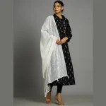 Women Chanderi Silk White Scarf With Sequence Work