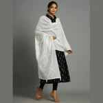Women Chanderi Silk White Scarf With Sequence Work - Image 4