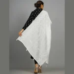 Women Chanderi Silk White Scarf With Sequence Work - Image 6