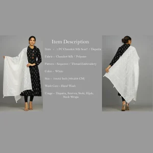 Women Chanderi Silk White Scarf With Sequence Work - Image 7