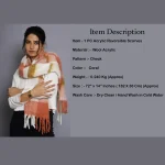 Women Coral Check Wool Neck Wrap Scarf - Image 11