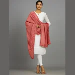 Women Embroidery Floral Deocr Chanderi Silk Dupatta Pink - Image 4