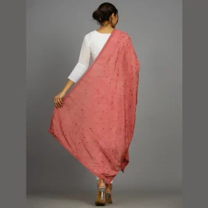 Women Embroidery Floral Deocr Chanderi Silk Dupatta Pink - Image 6