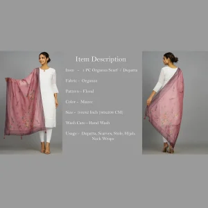 Women for Daily Use Dupatta Casual Mauve Color Scarves - Image 7