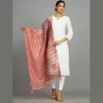 Women Lightweight Embroidered Work Pink Dupatta - Image 2