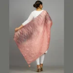 Women Lightweight Embroidered Work Pink Dupatta - Image 6