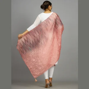 Women Lightweight Embroidered Work Pink Dupatta - Image 6