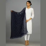 Women Navy Blue Party Wear Sequence Scarf - Image 2