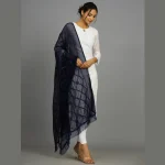 Women Navy Blue Party Wear Sequence Scarf