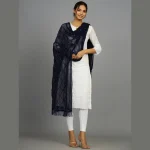 Women Navy Blue Party Wear Sequence Scarf - Image 4