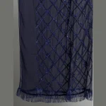 Women Navy Blue Party Wear Sequence Scarf - Image 5